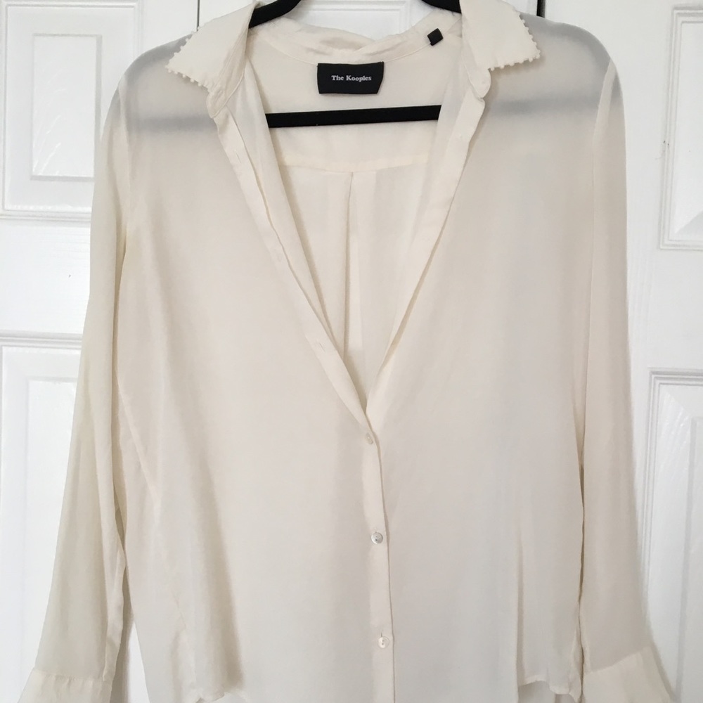 The Kooples Sheer Cream Button Down Blouse